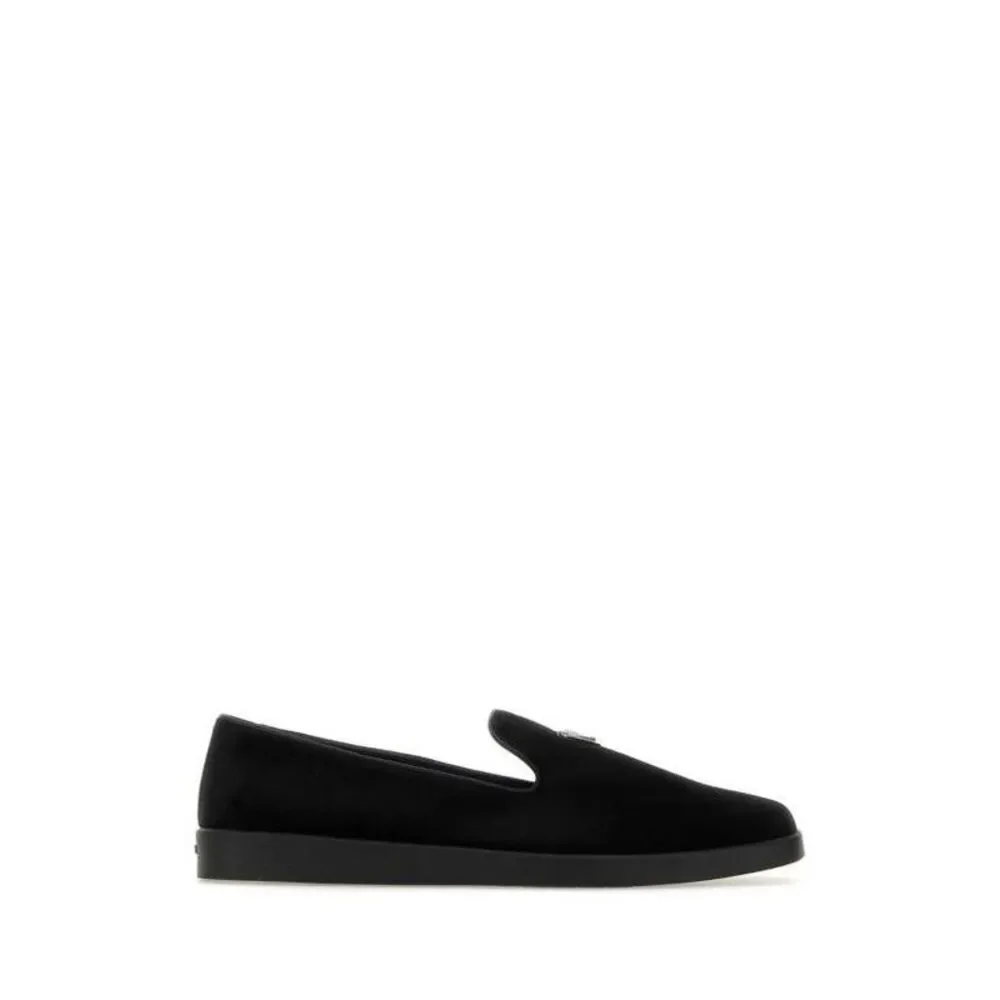 Suede Triangle Logo Loafers